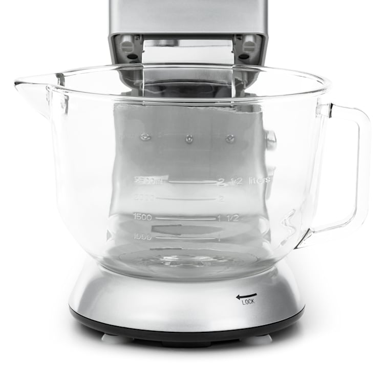 Bella Argentea 2G Küchenmaschine 1300 W 5 Liter Rühr- Knethaken, Schneebesen Silber
