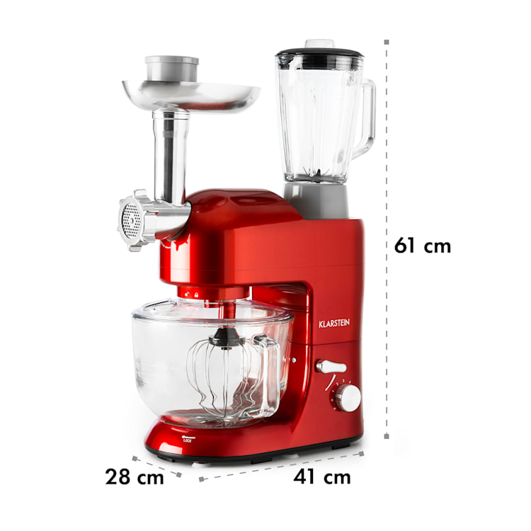 Lucia Rossa 2G Küchenmaschine Mixer Fleischwolf 1300W BPA-frei Rot
