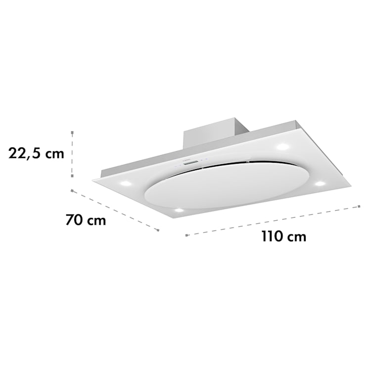 Secret Service, stropna napa, 220W, touch, staklo, LED, bijela boja BIjela