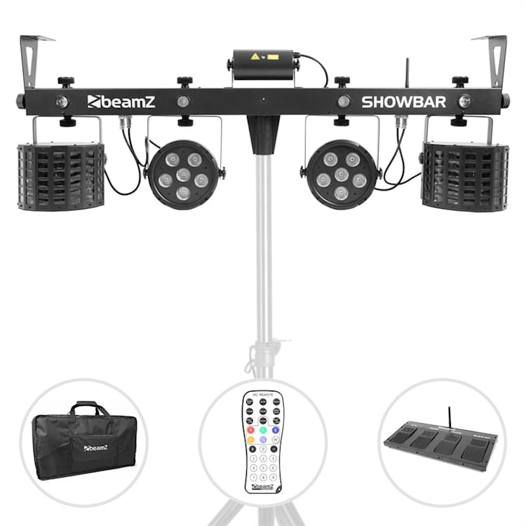 Showbar 2X PAR 2X BUTTERFLY R / G-LASERvčetně pedálovéhospínače a dálkového ovládání
