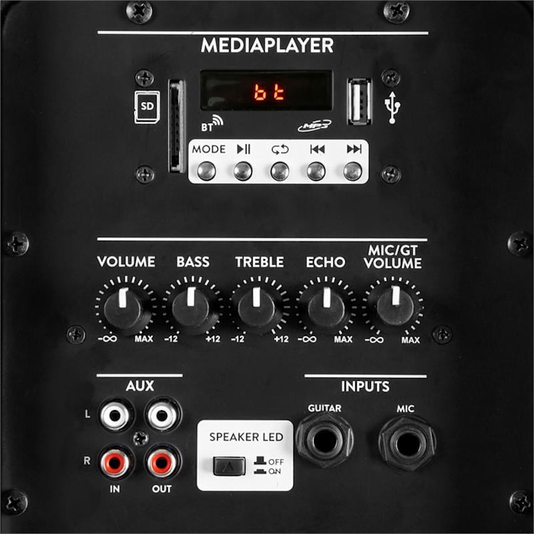 FT1200A actieve luidspreker 250W 12" MP3 bluethooth USB SD AUX LED LCD