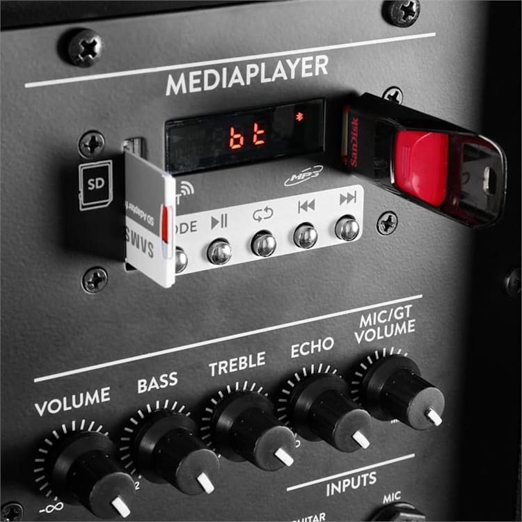 FT1200A actieve luidspreker 250W 12" MP3 bluethooth USB SD AUX LED LCD