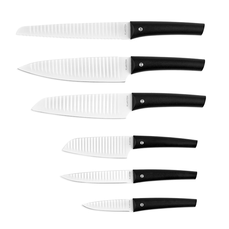 Ensemble de couteaux Kashira 7 pièces Bloc magnétique, revêtement antiadhésif, acier inoxydable Blanc