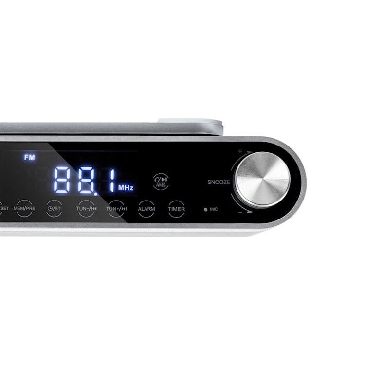 KR-130 Bluetooth Radio de cuisine Fonction mains-libres Tuner FM Éclairage LED -argent Argent Métallisé