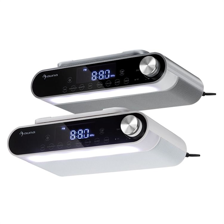KR-130 Bluetooth Radio de cuisine Fonction mains-libres Tuner FM Éclairage LED -argent Argent Métallisé