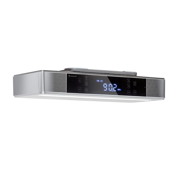 KR-140 Bluetooth Radio de cuisine Fonction mains-libres Tuner FM Éclairage LED -argent