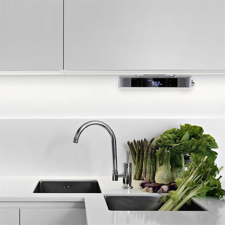 KR-140 Bluetooth Radio de cuisine Fonction mains-libres Tuner FM Éclairage LED -argent