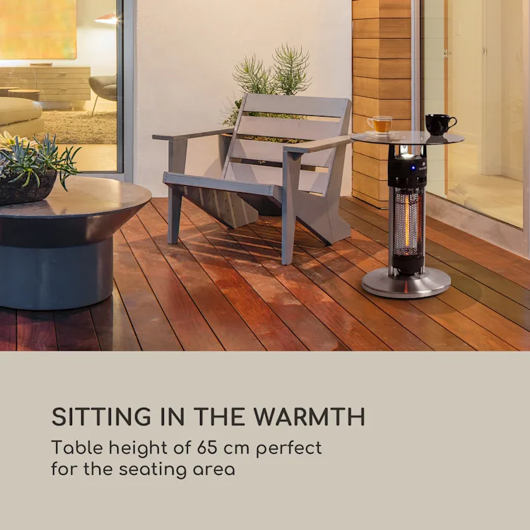 Primal Heat 65 Bistro Table Carbon IR Heating Element 1200W LED 65cm Glass 65 cm