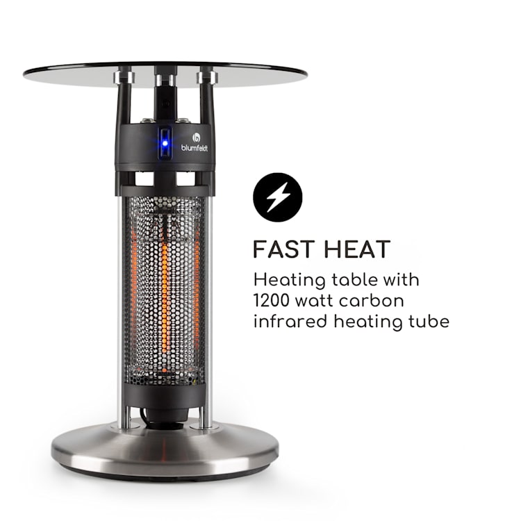 Primal Heat 65 Tavolo Bistrò Elemento Riscaldante Carbonio IR 1200 W LED 65 cm Vetro