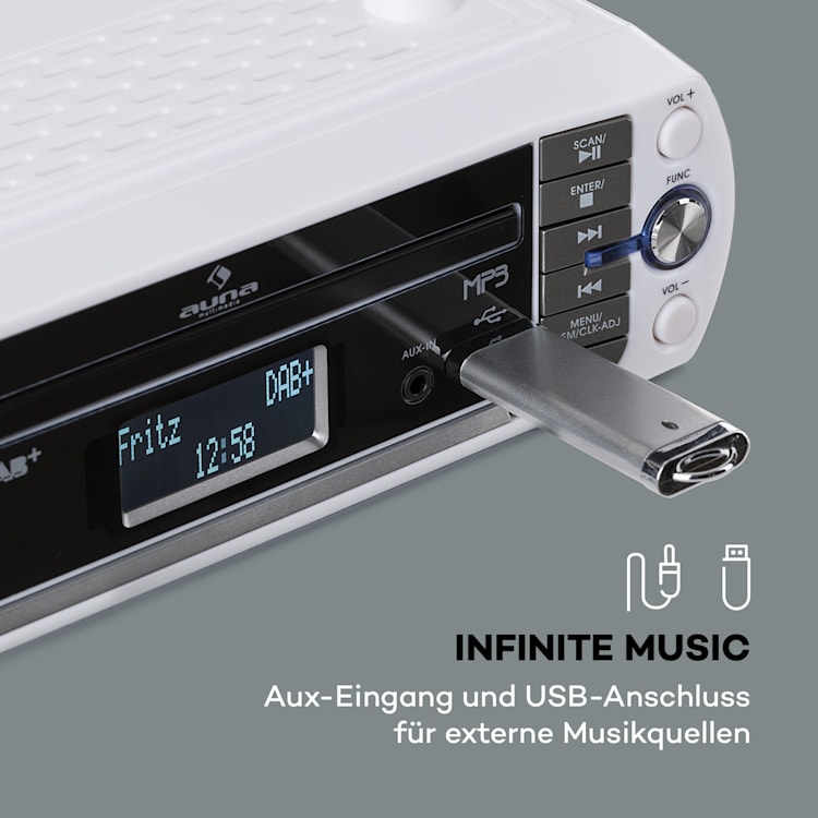 KR-400 CD Küchenradio, DAB+/PLL FM, CD/Mp3-Player silber Silber