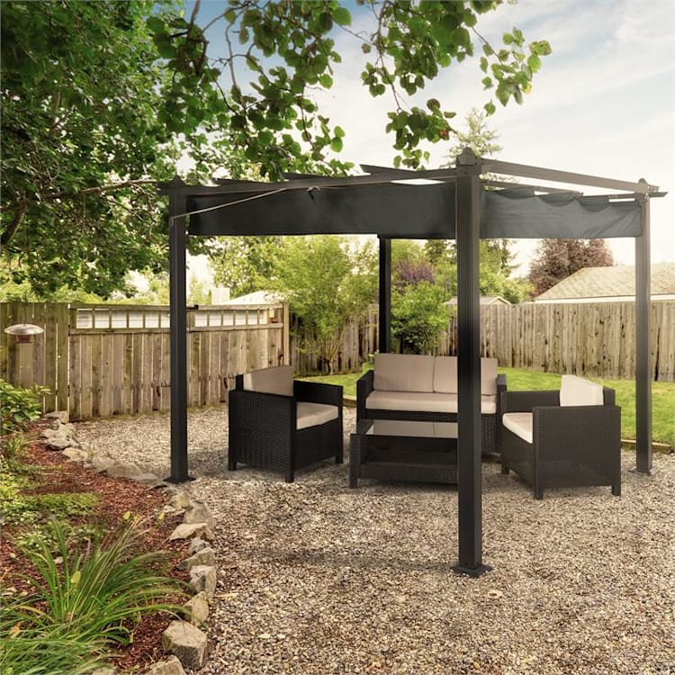 Pantheon, pergola, prístrešok, 3 x 3 m, hliník, strieška proti slnku, polyester, sivá 3 x 3 m | Antracit | Šedá