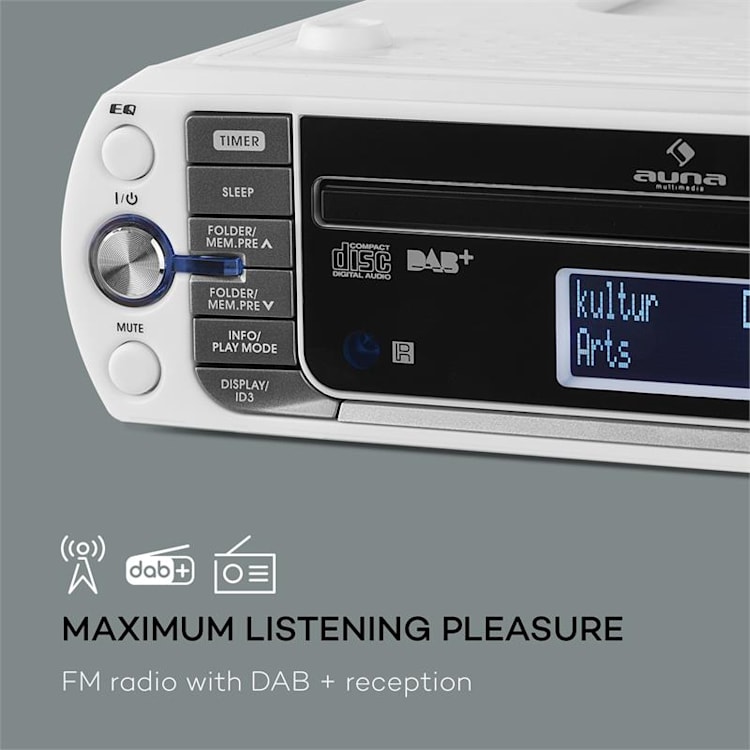 KR-400 CD, кухненско радио, DAB + / PLL FM, CD / MP3 плеър бяло Бял
