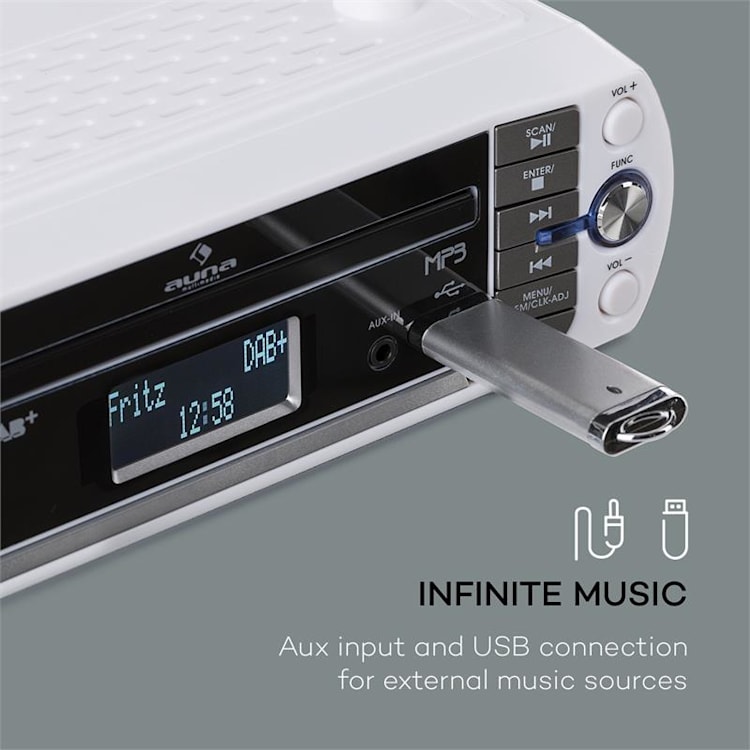 KR-400 CD, кухненско радио, DAB + / PLL FM, CD / MP3 плеър бяло Бял
