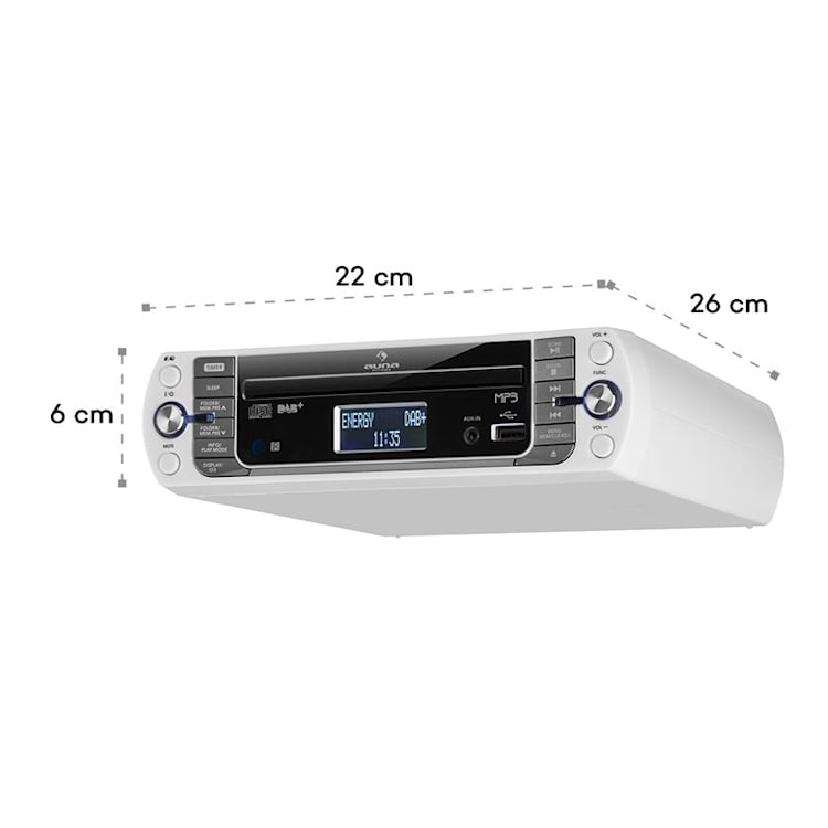 KR-400 CD, кухненско радио, DAB + / PLL FM, CD / MP3 плеър бяло Бял