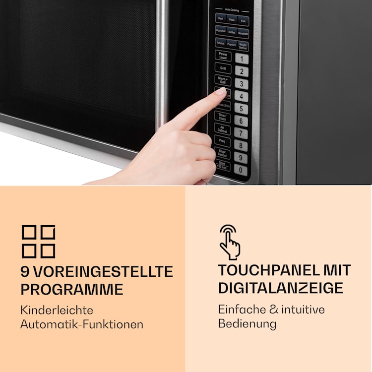 Brilliance Pro Mikrowelle 43 Liter Grill Umluft Touchpanel Edelstahl 43 Ltr