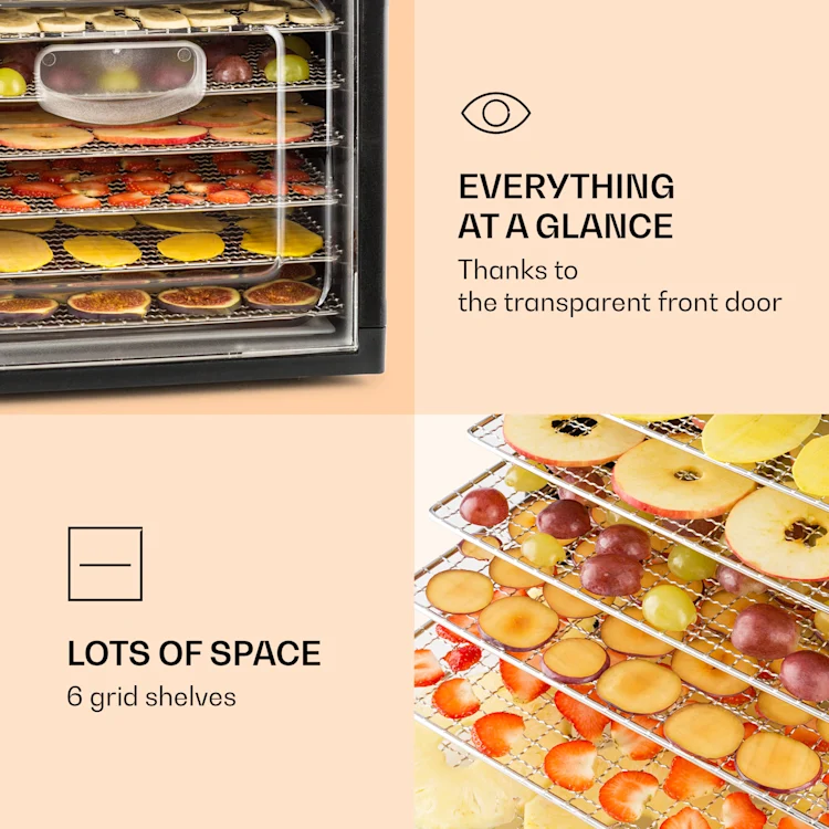 Fruit Jerky Plus 6 Food Dehydrator Timer 6 Trays 420-500 W 35-70 °C Display 6 stages