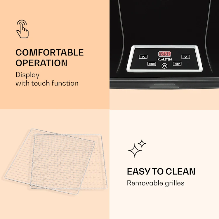 Fruit Jerky Plus 6 Food Dehydrator Timer 6 Trays 420-500 W 35-70 °C Display 6 stages
