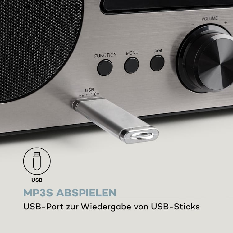 Harvard Micro-Stereoanlage DAB+ UKW-Tuner BT CD-Player USB-Charger Walnuss