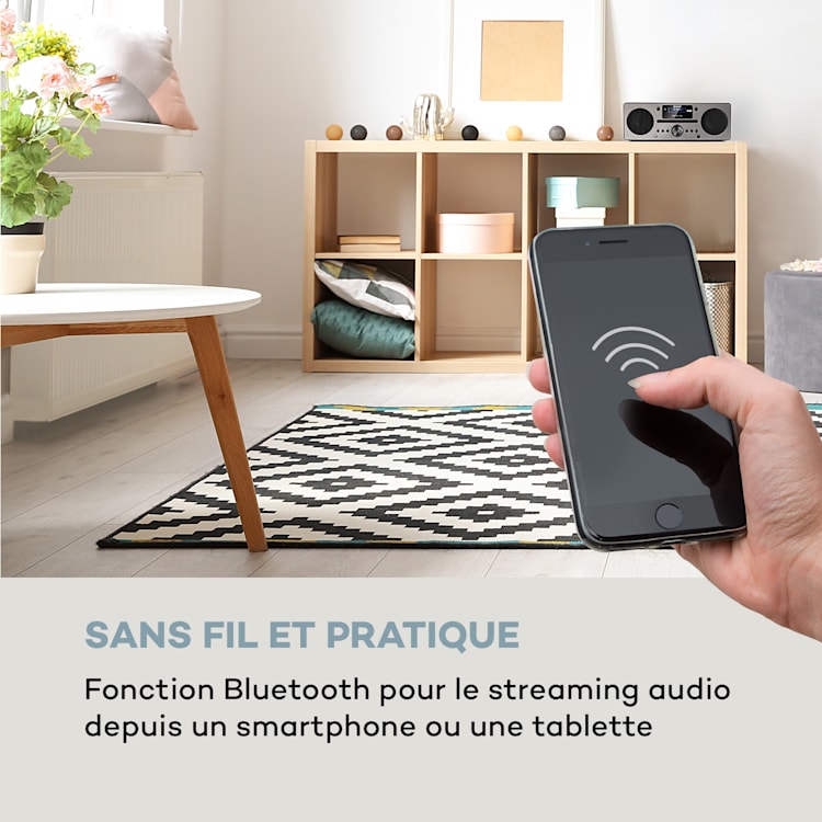 Micro-chaîne stéréo Harvard Tuner DAB+ FM BT Lecteur CD Chargeur USB Noyer