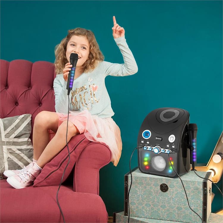 Kara Dazzl Microfono LED Effetto Luce Karaoke Nero