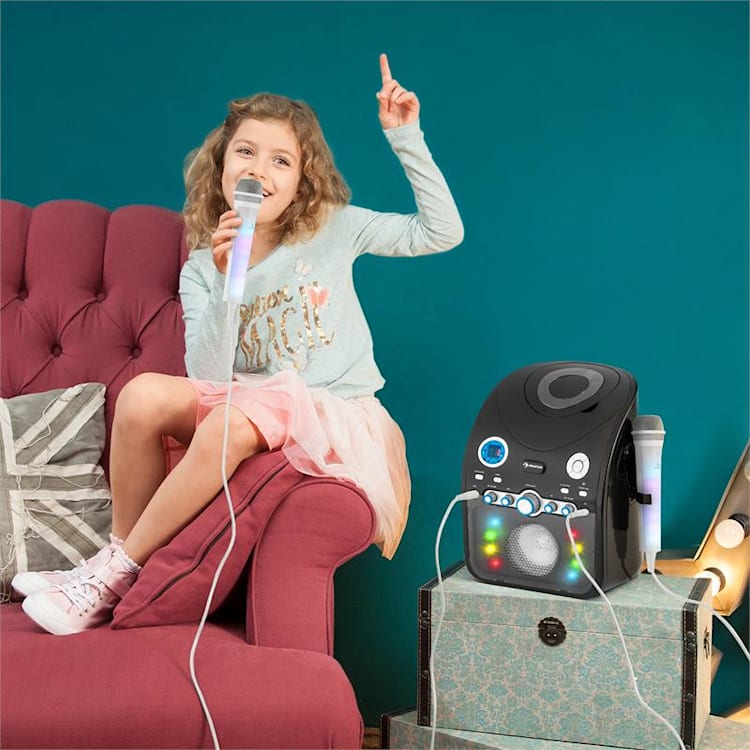 Kara Dazzl Microfono LED Effetto Luce Karaoke Bianco