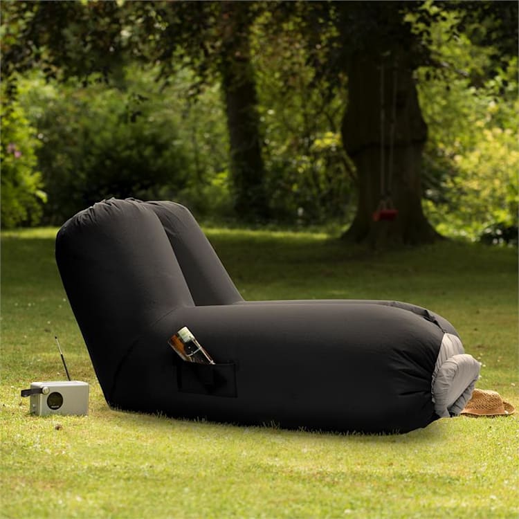 Airlounge Luftsofa 90x80x150cm Rucksack waschbar Polyester schwarz Schwarz
