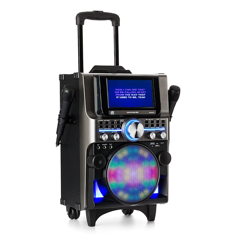 DisGo Box 360, BT karaoke systém, 2 mikrofóny, HDMI, BT, LED, USB, kolieska, čierny