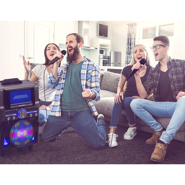 DisGo Box 360, BT karaoke systém, 2 mikrofóny, HDMI, BT, LED, USB, kolieska, čierny