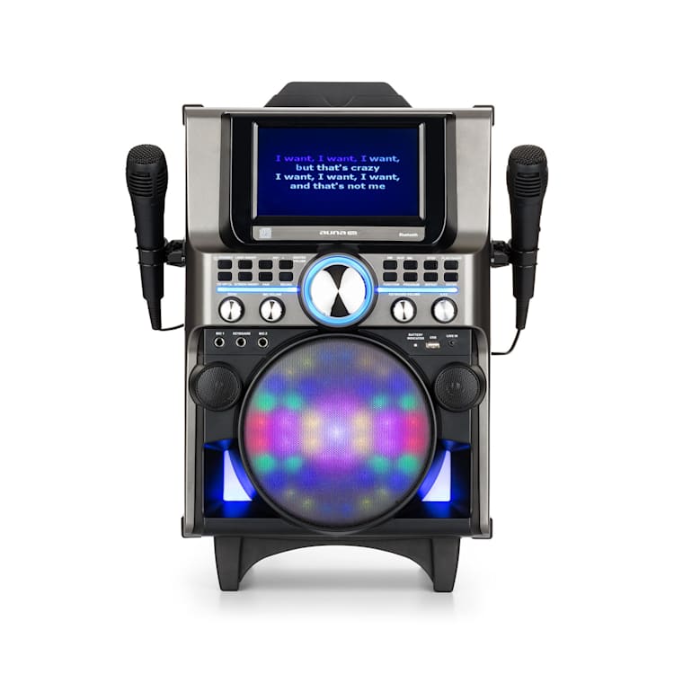DisGo Box 360, BT karaoke systém, 2 mikrofóny, HDMI, BT, LED, USB, kolieska, čierny