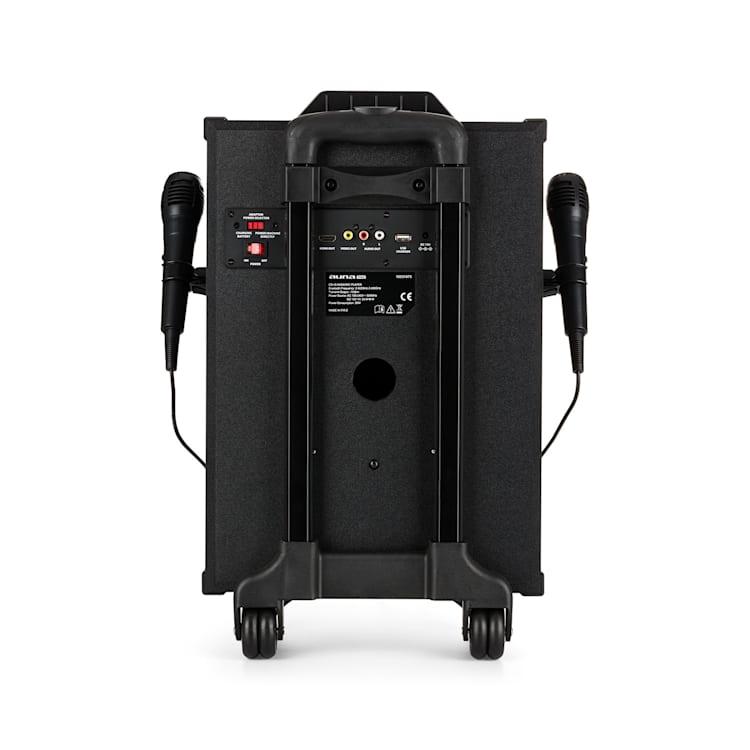 DisGo Box 360, BT karaoke systém, 2 mikrofóny, HDMI, BT, LED, USB, kolieska, čierny