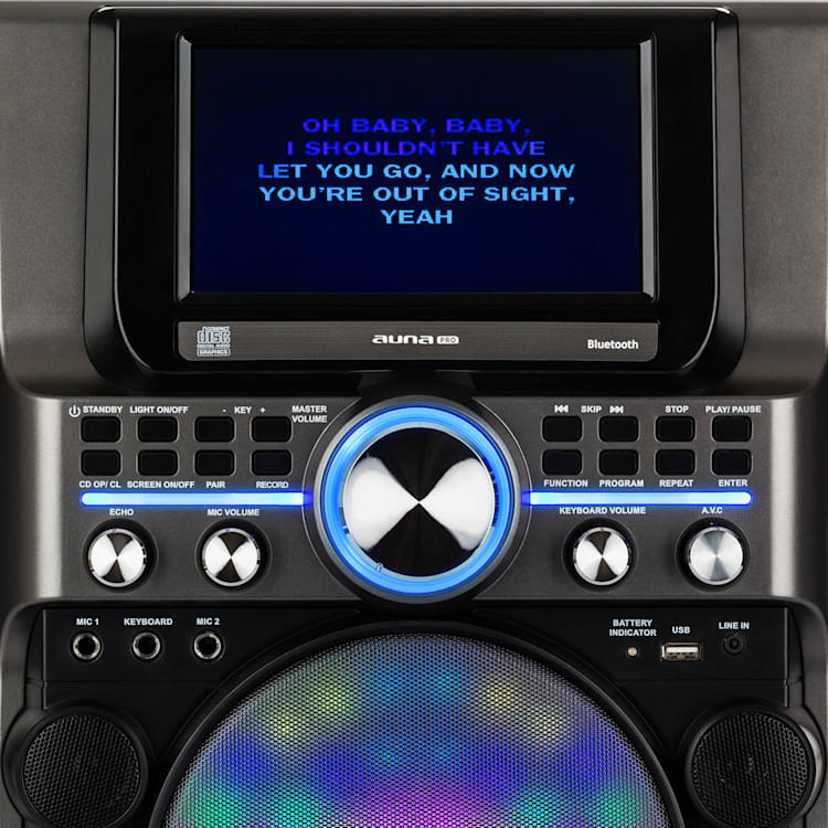 DisGo Box 360, BT karaoke systém, 2 mikrofóny, HDMI, BT, LED, USB, kolieska, čierny