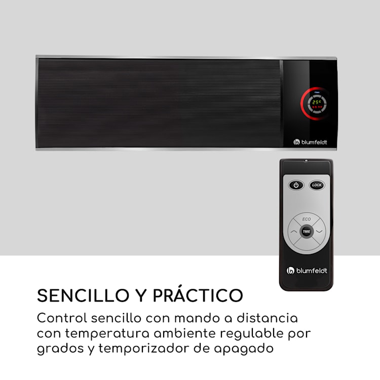 Calefactor radiante de infrarrojos Cosmic Beam Ultra, 2200W, IPX44, mando a distancia 2200 W | Ultra | Negro