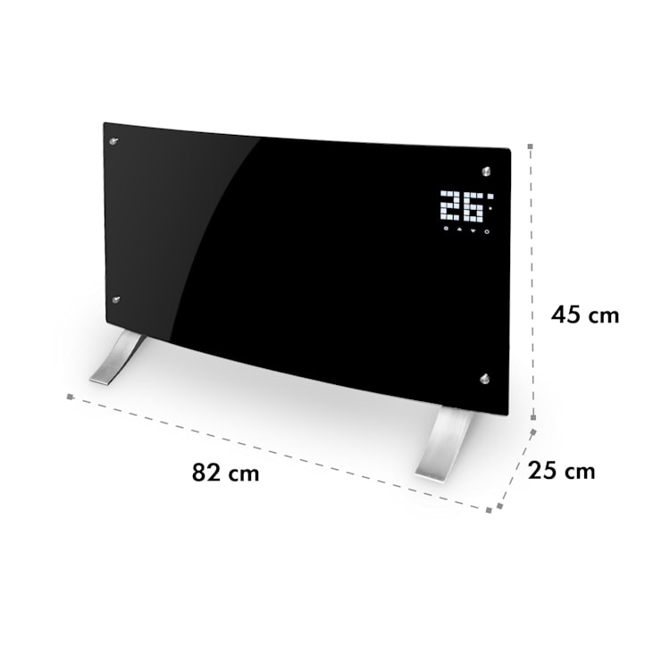 Bornholm Curved - Stufa a convezione, termostato, timer, 2000 W Nero