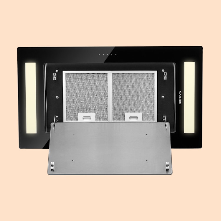 Remy - Cappa a soffitto, 90 cm, 619 m³/h, 230 W, 3 livelli, telecomando Senza filtro di ricambio | Nero