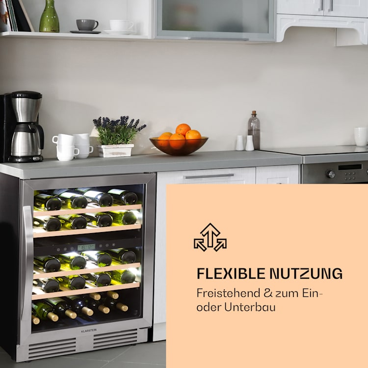 Vinovilla 43 Built-In Duo Weinkühlschrank 2 Zonen 129l 43 Fl Glastür 43 Flaschen | 2 Kühlzonen | Edelstahl
