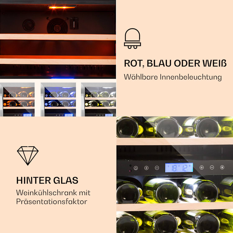 Vinovilla 43 Built-In Duo Weinkühlschrank 2 Zonen 129l 43 Fl Glastür 43 Flaschen | 2 Kühlzonen | Edelstahl