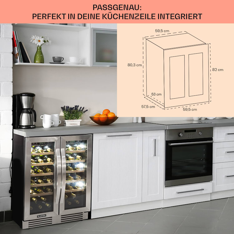 Vinovilla 42 Twin Built-In Duo Weinkühlschrank 2 Zonen 126l 42 Fl Glas 42 Ltr | 2 Kühlzonen