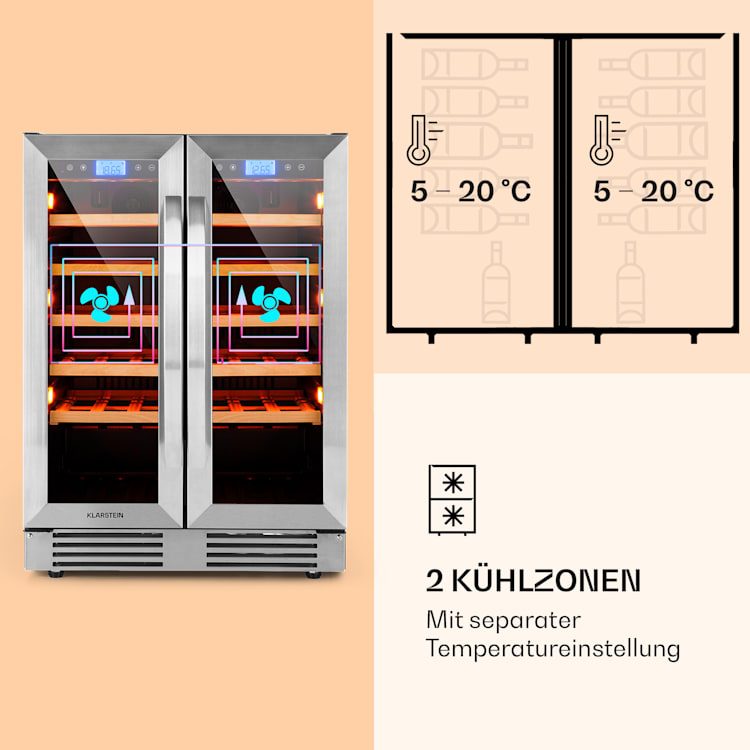 Vinovilla 42 Twin Built-In Duo Weinkühlschrank 2 Zonen 126l 42 Fl Glas 42 Ltr | 2 Kühlzonen
