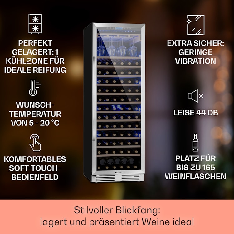 Vinovilla Grande 165 Built-in Uno Weinkühlschrank 425l 165Fl. Glastür 425 Ltr | 1 Kühlzone
