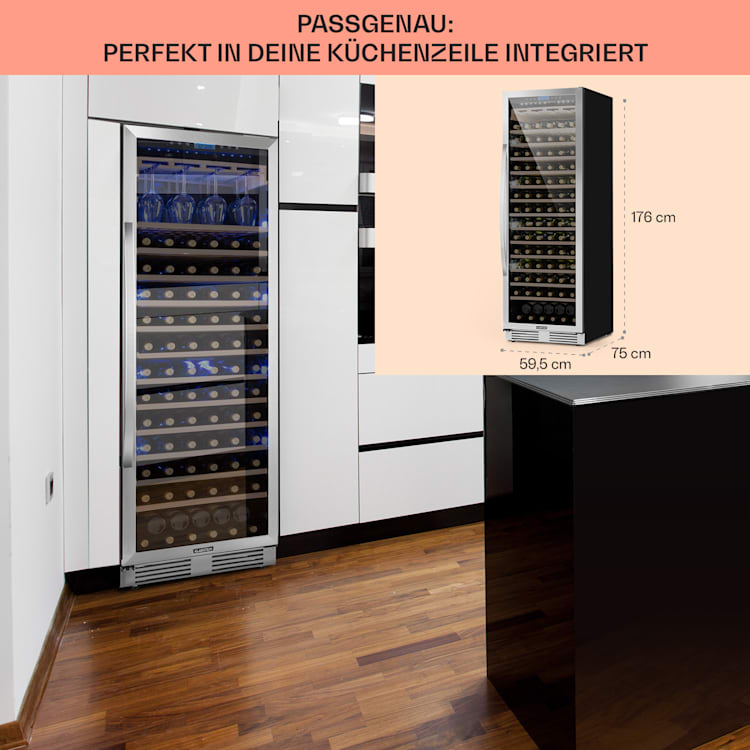 Vinovilla Grande 165 Built-in Uno Weinkühlschrank 425l 165Fl. Glastür 425 Ltr | 1 Kühlzone
