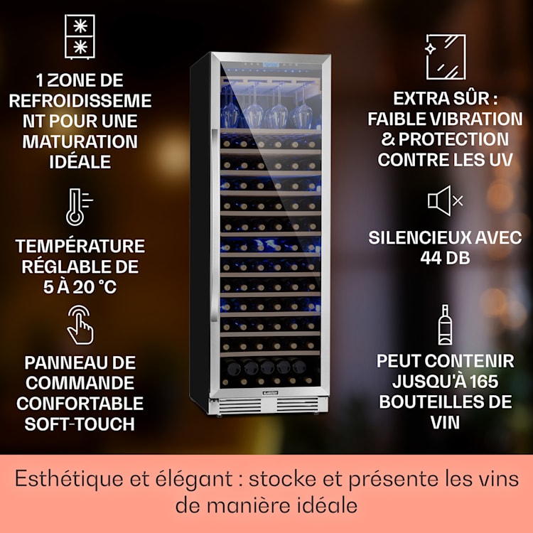 Vinovilla Grande 165 Built-in Uno Réfrigérateur à vin 425l 165Fl. Porte en verre 3 couleurs 425 L | 1 zone de conservation