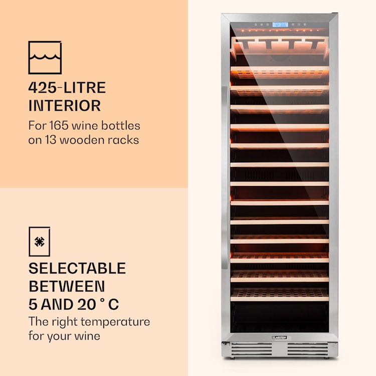 Vinovilla Grande 165 Frigorífico de Vinho Uno Embutido 425 L 16 Fl. 3 Cores Porta de vidro 425 L | 1 compartimento de refrigeração