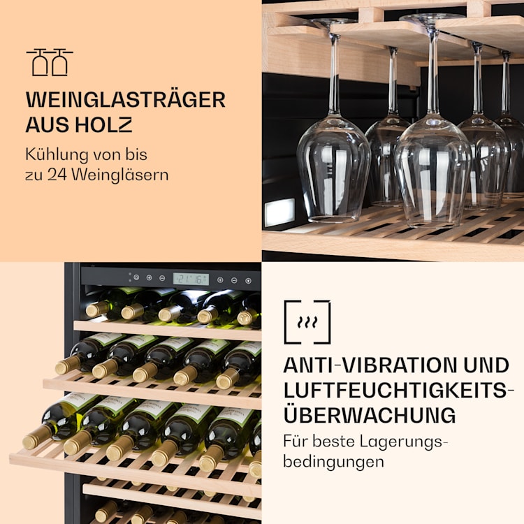 Vinovilla Grande 165 Built-in Duo Weinkühlschrank 425l 165Fl. Glastür 425 Ltr | 2 Kühlzonen