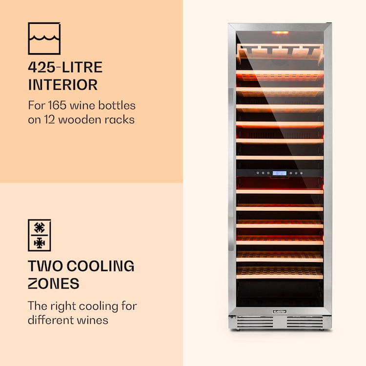 Vinovilla Grande 165 Built-in Duo Wine Fridge 425l 165 bottles 3-colour glass door 425 Ltr | 2 cooling zones