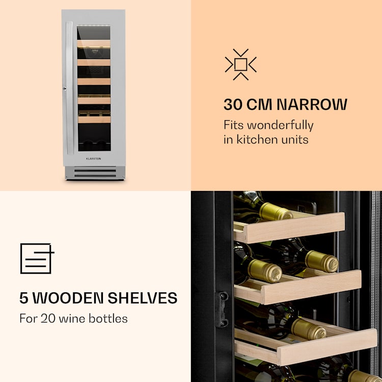 Vinovilla Smart, vinotéka, chladnička, 50 l/20 fliaš, sklené dvierka, nerezová oceľ 20_bottles | 1 chladiaca zóna | Nehrdzavejúca oceľ