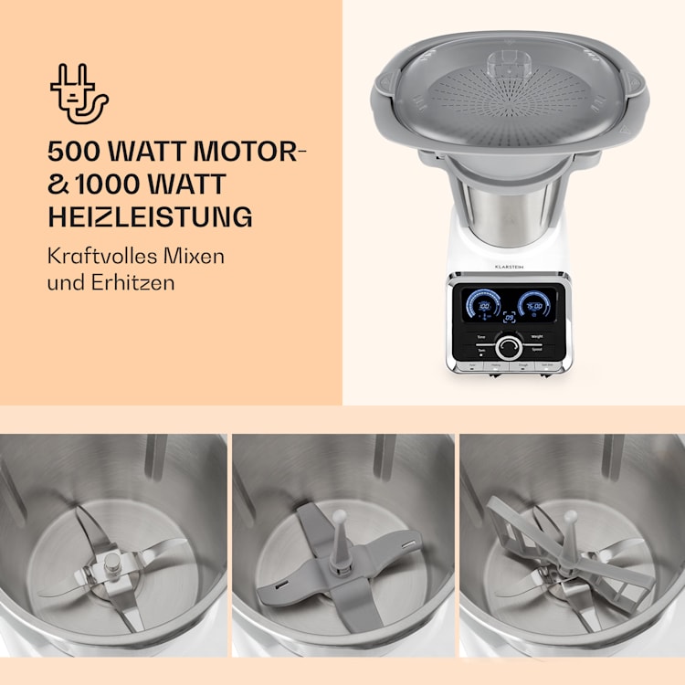 GrandPrix Küchenmaschine 500W / 1000W 2,5l Edelstahl-Rührschüssel