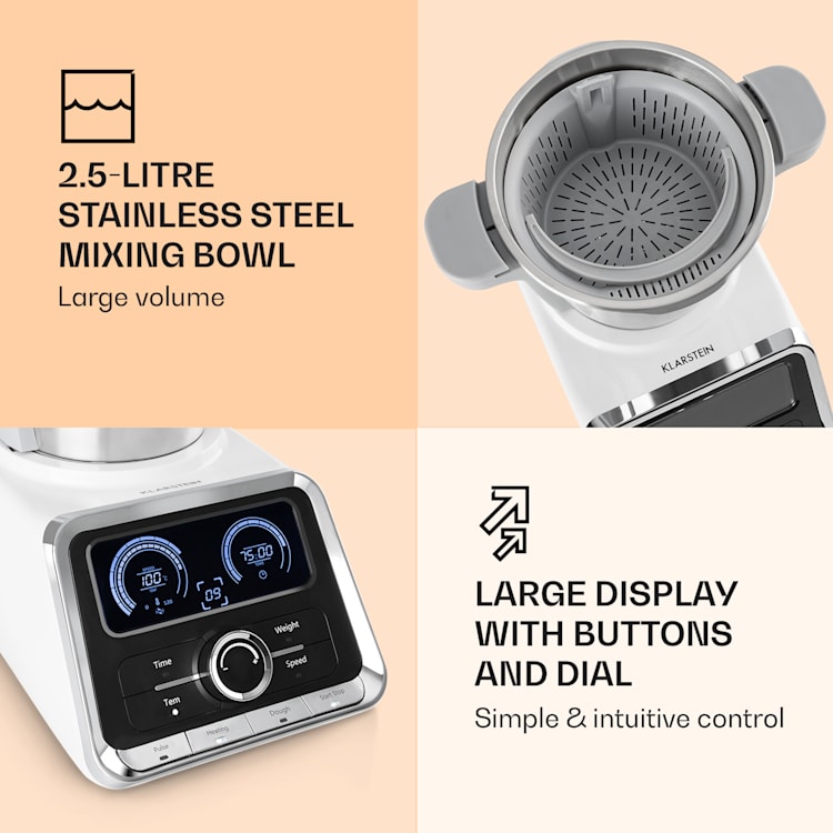 Robot culinaire GrandPrix 500W / 1000W Bol de mélange en acier inoxydable de 2,5l