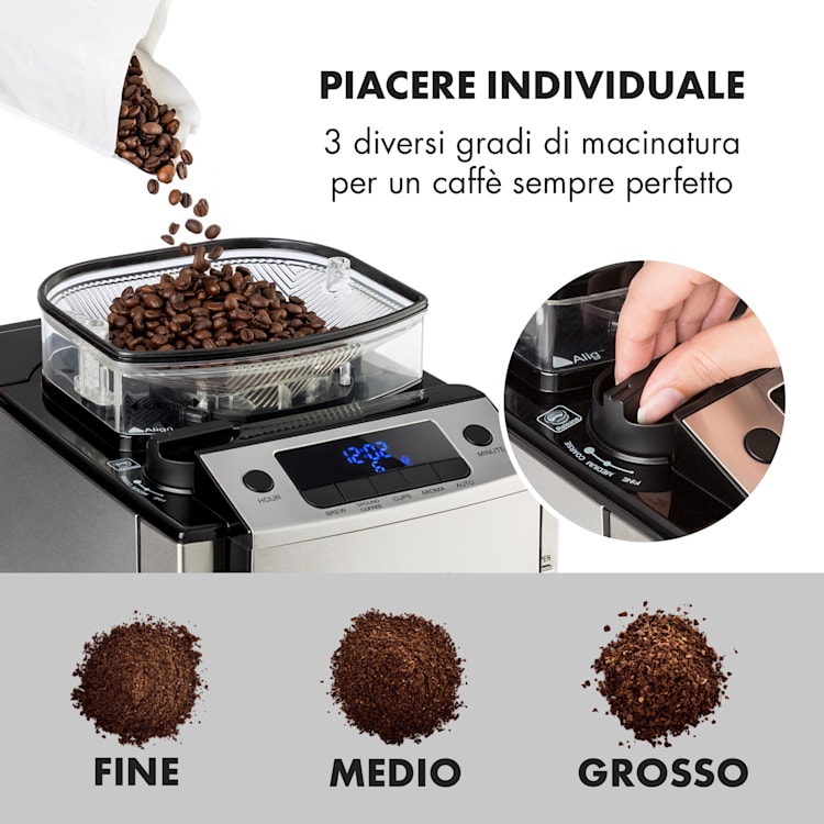 Aromatica X Macchina del Caffè Macinino Brocca in Vetro Aroma + Acciaio