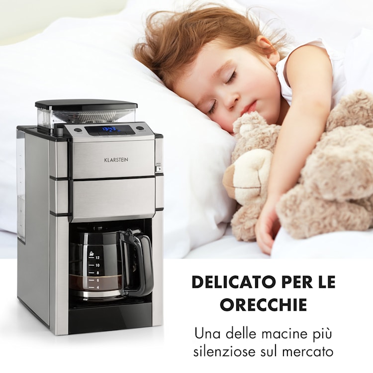 Aromatica X Macchina del Caffè Macinino Brocca in Vetro Aroma + Acciaio