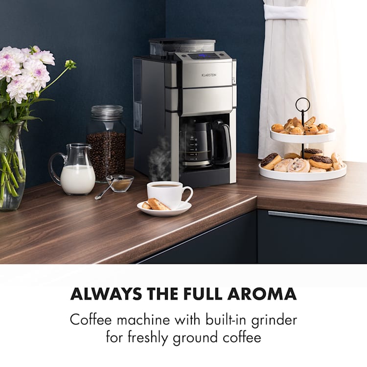 Aromatica X Macchina del Caffè Macinino Brocca in Vetro Aroma + Acciaio